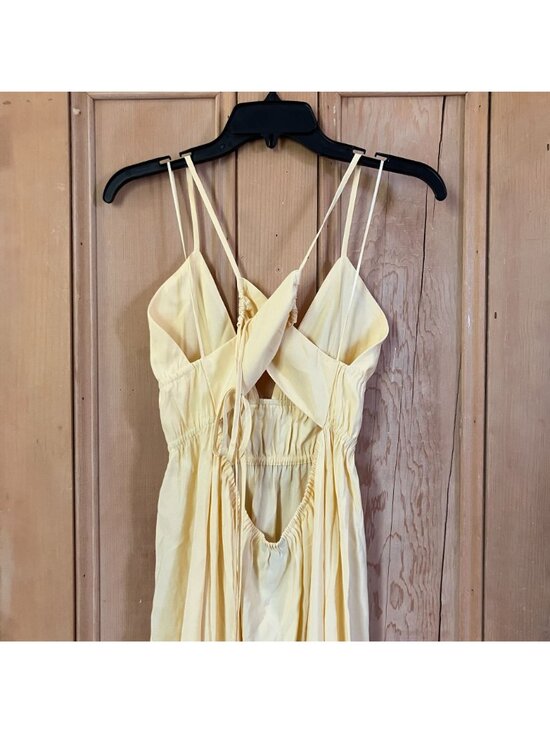 Zara Womens Sunny Flowy Spaghetti Strap Maxi Dress Size Medium Yellow SP NWT - Picture 11 of 12